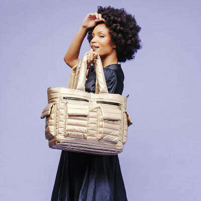 THINK ROYLN - Reversible Tote in Pearl Olive & Pearl Cashmere, Handbags, THINK ROYLN, Plum Bottom