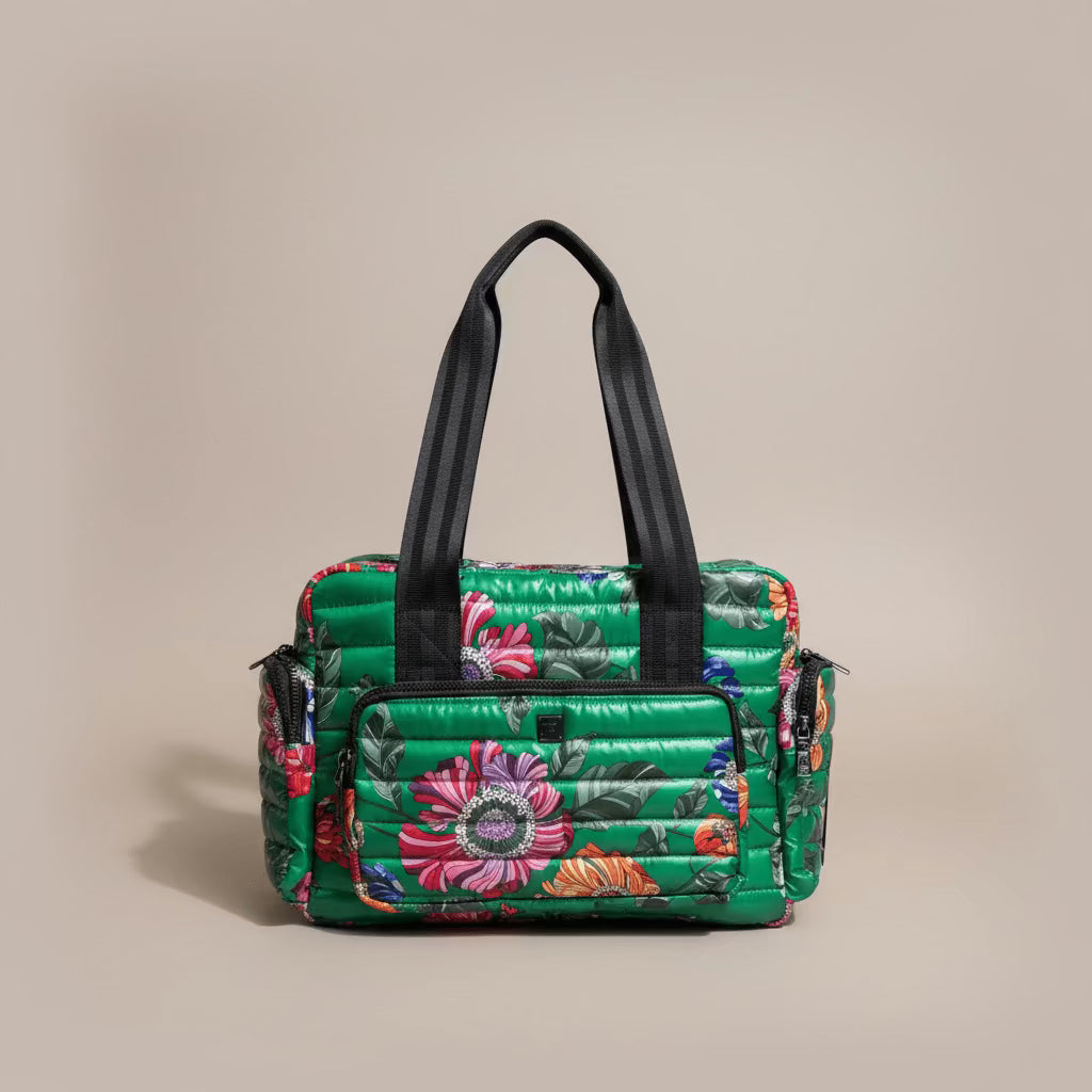 THINK ROYLN Green Floral Voyager Bag, ACCESSORIES, THINK ROYLN, Plum Bottom