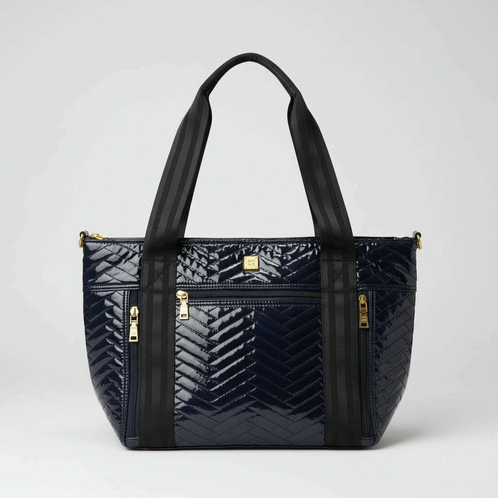 THINK ROYLN Jr. Jetset Wingman Leopard & Black Patent Quilted Tote