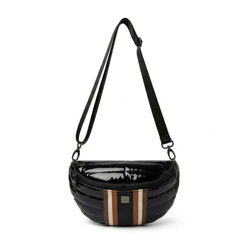 THINK ROYLN Little Runaway Black Patent Nylon w/ Stripe