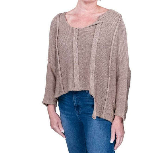 TINA Stephens - Amani Crop Sweater - Taupe, CLOTHING, TINA Stephens Italy/Tees By Tina, Plum Bottom