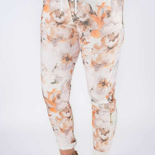 TINA Stephens - Lily Garden Floral Pant - Camel, CLOTHING, TINA Stephens Italy/Tees By Tina, Plum Bottom