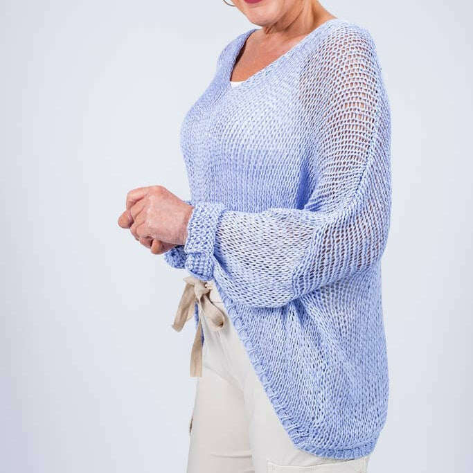 [TINA Stephens Italy/Tees By Tina - Adena Butterfly Open Knit Topper (BLS143): 437 Periwinkle], [], [TINA Stephens Italy/Tees By Tina], [Plum Bottom].