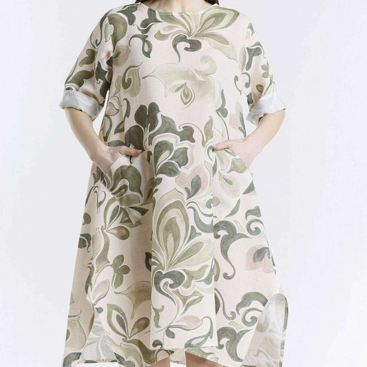 [TINA Stephens Italy/Tees By Tina - April Fleur Pocket Dress (DSS165R): 303 Army / One Size], [], [TINA Stephens Italy/Tees By Tina], [Plum Bottom].