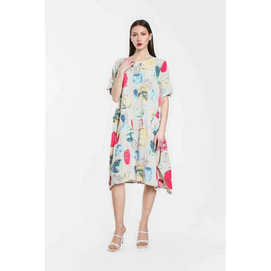 [TINA Stephens Italy/Tees By Tina - April Gem Print Pocket Dress (DSS165G): 250 Beige], [], [TINA Stephens Italy/Tees By Tina], [Plum Bottom].