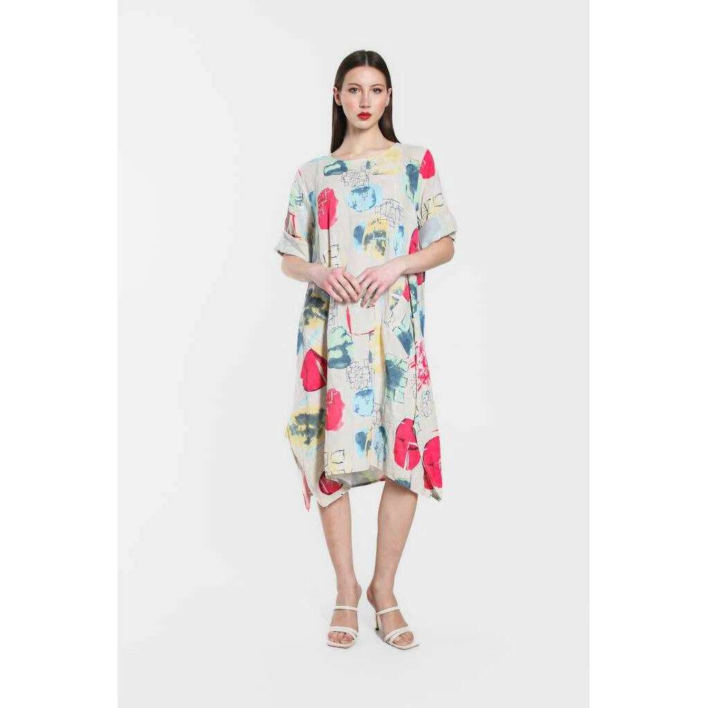 [TINA Stephens Italy/Tees By Tina - April Gem Print Pocket Dress (DSS165G): 250 Beige], [], [TINA Stephens Italy/Tees By Tina], [Plum Bottom].