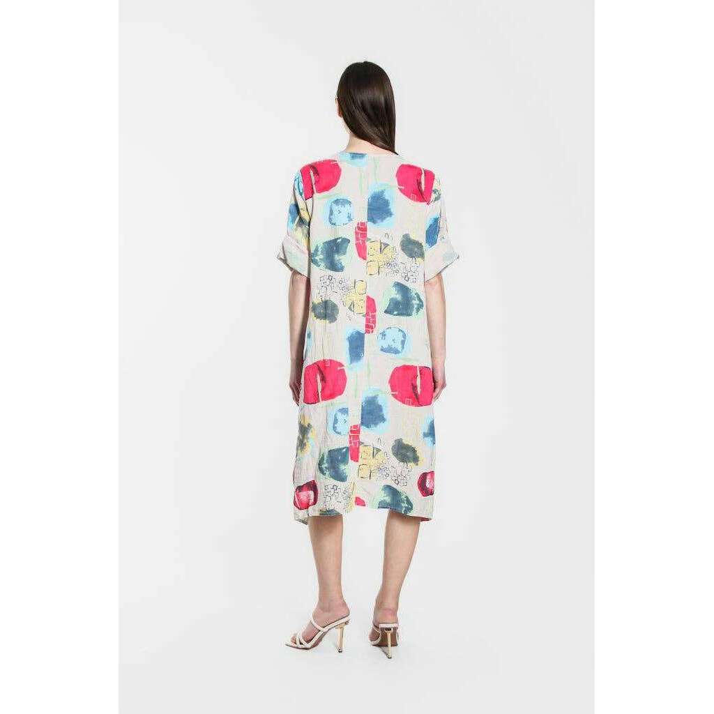 [TINA Stephens Italy/Tees By Tina - April Gem Print Pocket Dress (DSS165G): 250 Beige], [], [TINA Stephens Italy/Tees By Tina], [Plum Bottom].
