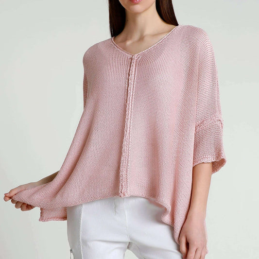 [TINA Stephens Italy/Tees By Tina - Benoite Center Seam Open Knit Topper (BQ910): 681 Blush / One Size], [], [TINA Stephens Italy/Tees By Tina], [Plum Bottom].