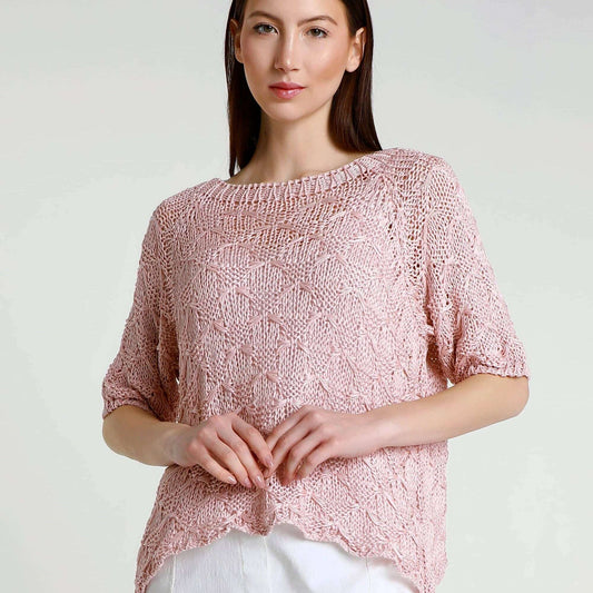[TINA Stephens Italy/Tees By Tina - Coralie Basket Open Weave Topper (BSS920): 681 Blush / One Size], [], [TINA Stephens Italy/Tees By Tina], [Plum Bottom].