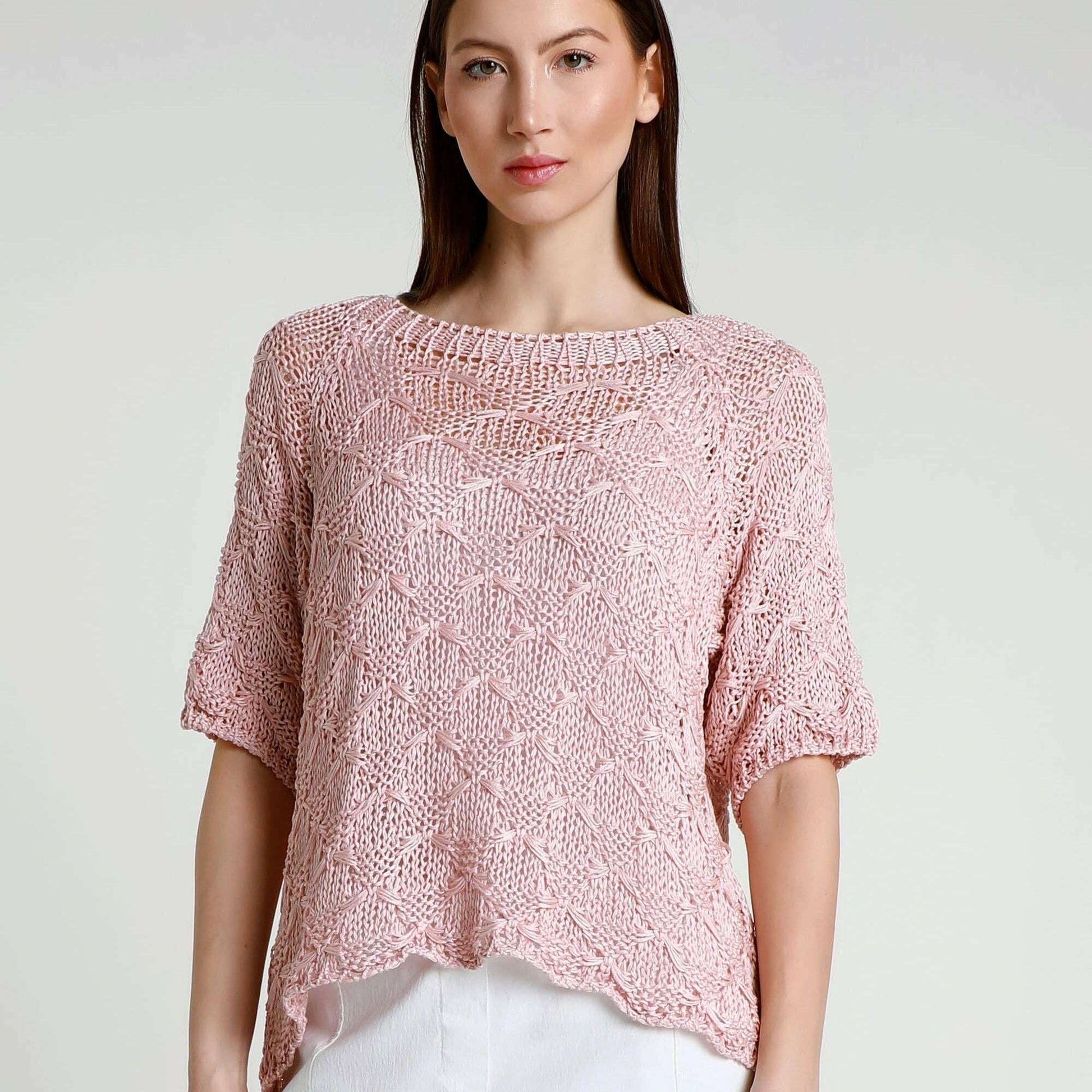 [TINA Stephens Italy/Tees By Tina - Coralie Basket Open Weave Topper (BSS920): 681 Blush / One Size], [], [TINA Stephens Italy/Tees By Tina], [Plum Bottom].