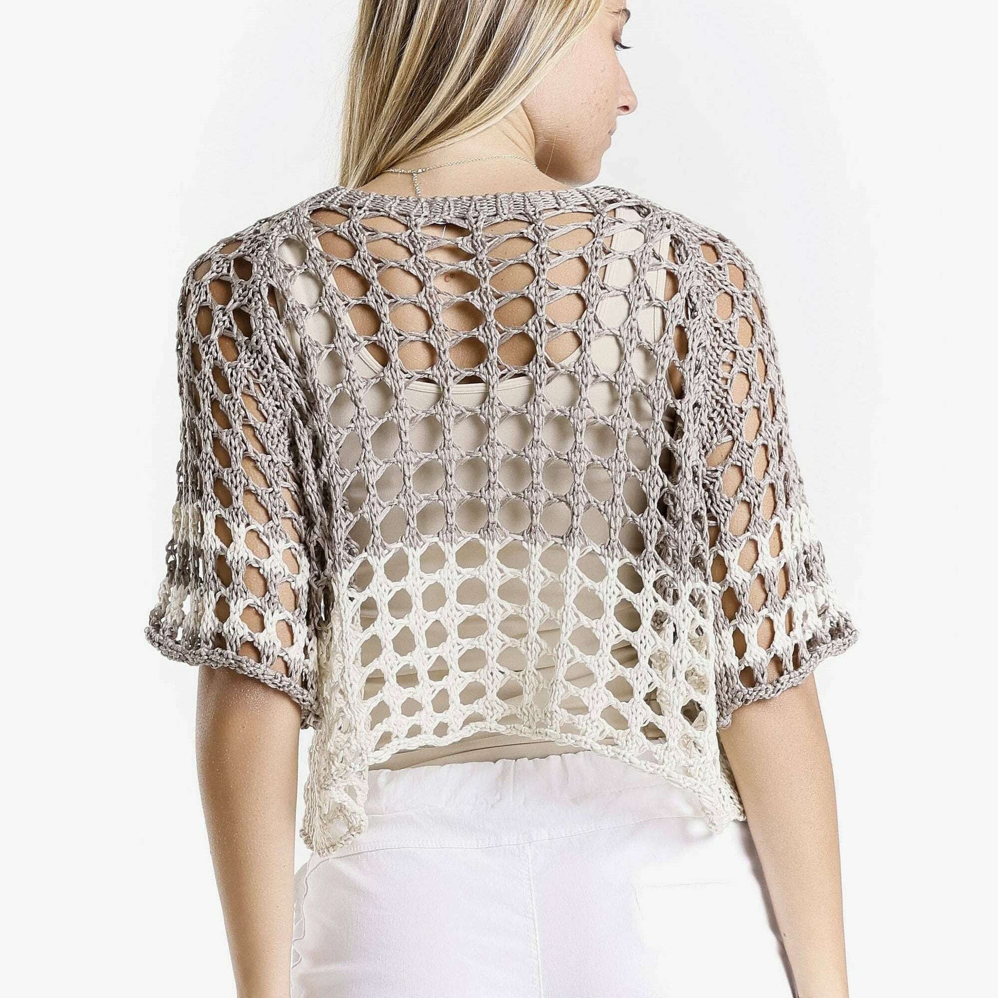 [TINA Stephens Italy/Tees By Tina - Doris Banded Ballet Sleeve 2-Tone Knit Sweater (BQ906B): 210 Taupe/Sand / One Size], [], [TINA Stephens Italy/Tees By Tina], [Plum Bottom].