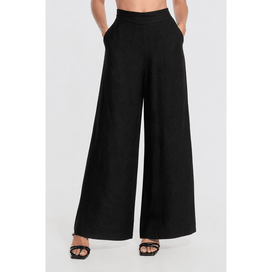 [TINA Stephens Italy/Tees By Tina - Graciela Flat Front Linen Palazzo Pant (PL909): 001 Black], [CLOTHING], [TINA Stephens Italy/Tees By Tina], [Plum Bottom].