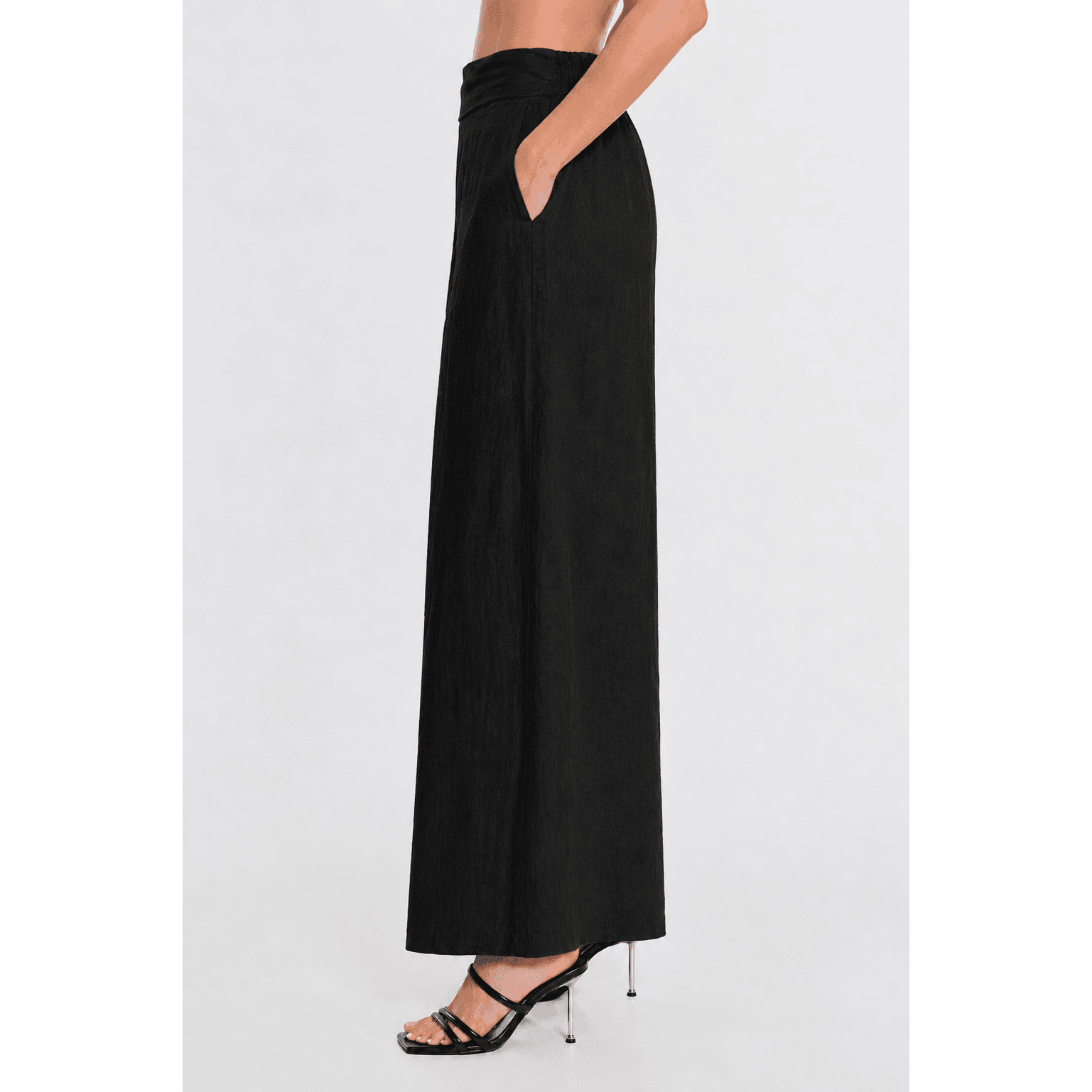 TINA STEPHENS ITALY Graciela Flat Front Linen Palazzo Pant Black, CLOTHING, TINA Stephens Italy/Tees By Tina, Plum Bottom