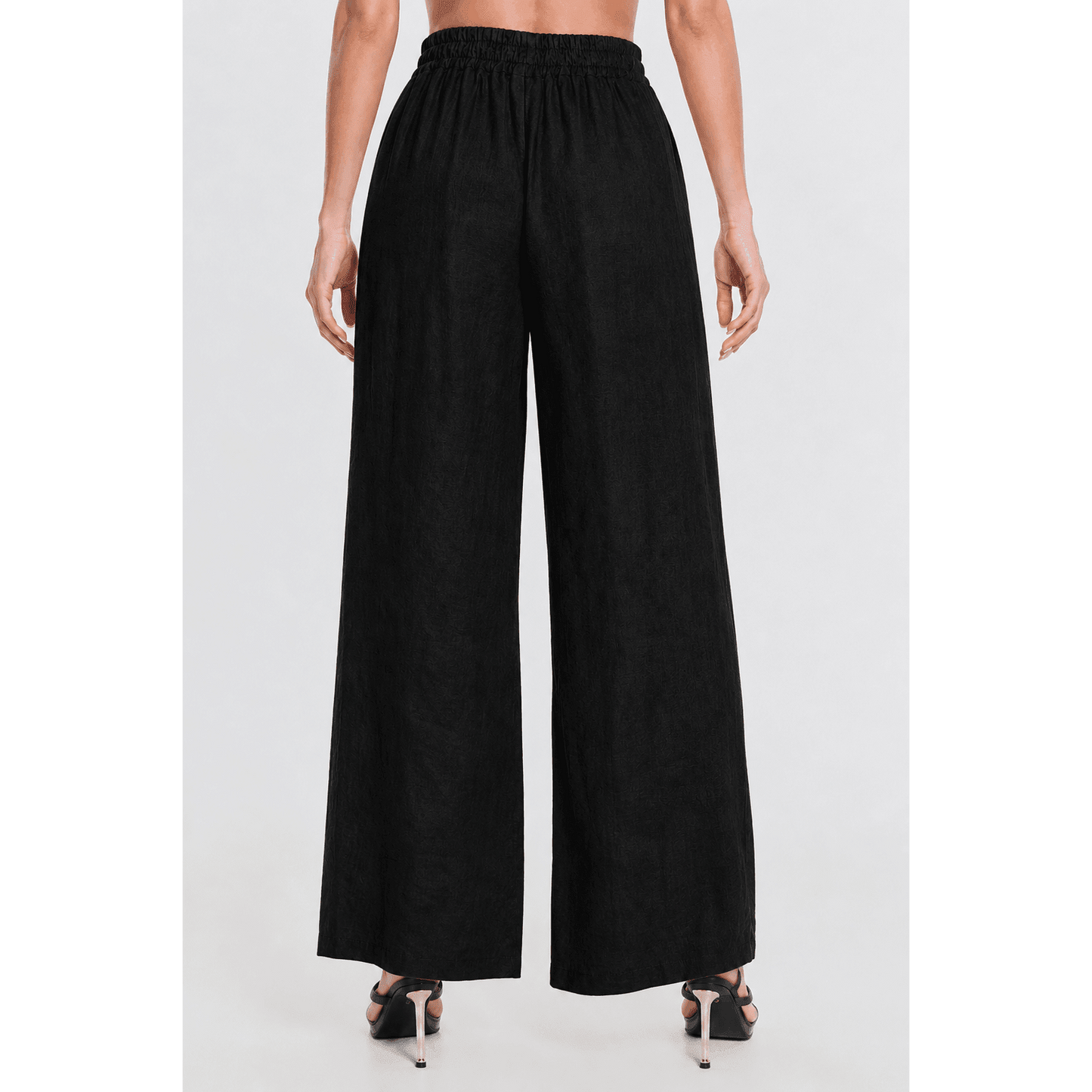 TINA STEPHENS ITALY Graciela Flat Front Linen Palazzo Pant Black, CLOTHING, TINA Stephens Italy/Tees By Tina, Plum Bottom