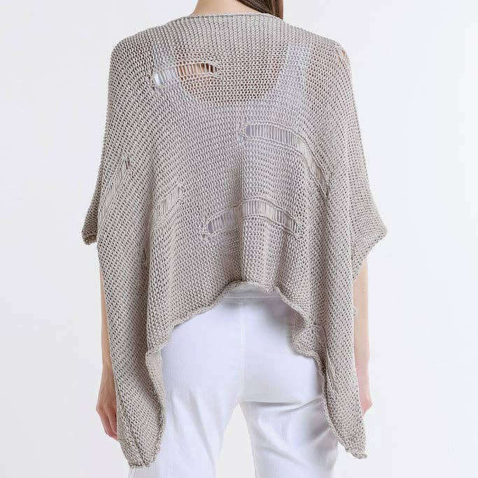 [TINA Stephens Italy/Tees By Tina - Jean Elbow Slv Open Bar Knit Top (BQ909): 109 Natural / One Size], [], [TINA Stephens Italy/Tees By Tina], [Plum Bottom].