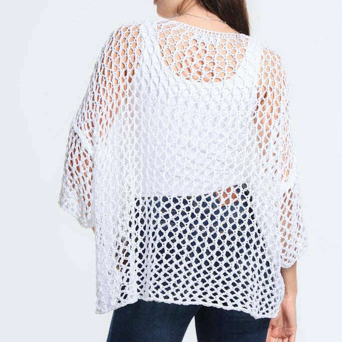 [TINA Stephens Italy/Tees By Tina - Kelsey Open Knit Star Sweater (BSS302): 100 White], [], [TINA Stephens Italy/Tees By Tina], [Plum Bottom].