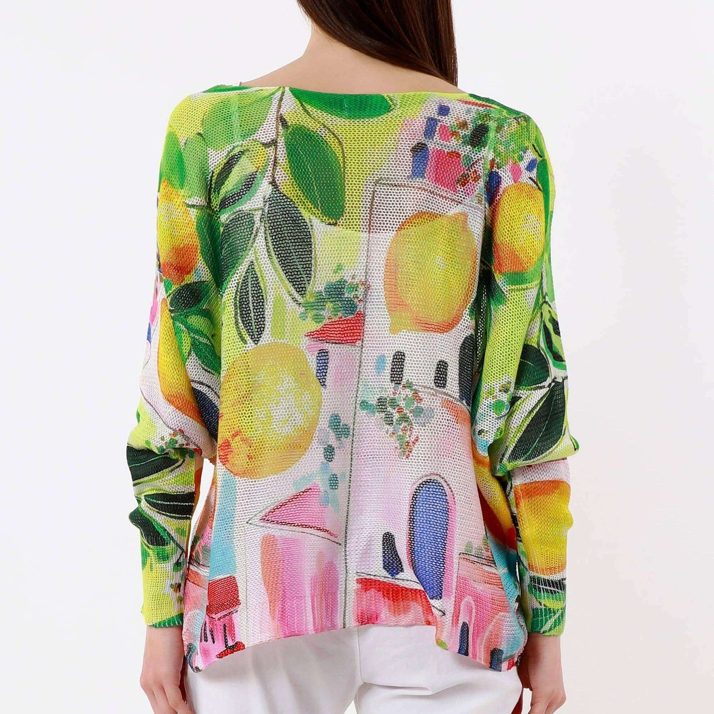 [TINA Stephens Italy/Tees By Tina - Lemoncello Danielle Batwing Open Knit Sweater (BLS424LC): 755 Yellow Multi / One Size], [], [TINA Stephens Italy/Tees By Tina], [Plum Bottom].