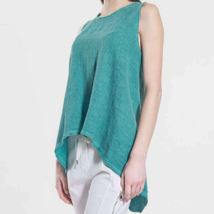 [TINA Stephens Italy/Tees By Tina - Lexa Lin-Co Tunic Tank (BT117): 326 Lake Enzyme], [], [TINA Stephens Italy/Tees By Tina], [Plum Bottom].