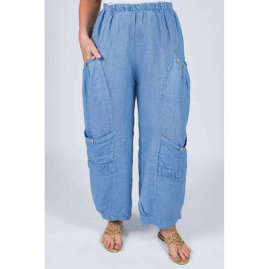 TINA STEPHENS ITALY Mary Double Pocket Linen Pant Jeans, CLOTHING, TINA Stephens Italy/Tees By Tina, Plum Bottom