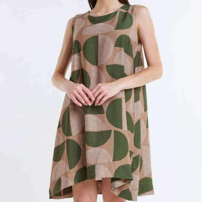 [TINA Stephens Italy/Tees By Tina - Moon Marion Sleeveless Shift Dress (DT225M): 303 Army / One Size], [], [TINA Stephens Italy/Tees By Tina], [Plum Bottom].