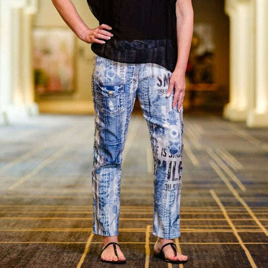 [TINA Stephens Italy/Tees By Tina - Saoirse Vintage Blue Featherweight Drawstring Pant (PL178V): 491 Vintage Blue], [], [TINA Stephens Italy/Tees By Tina], [Plum Bottom].
