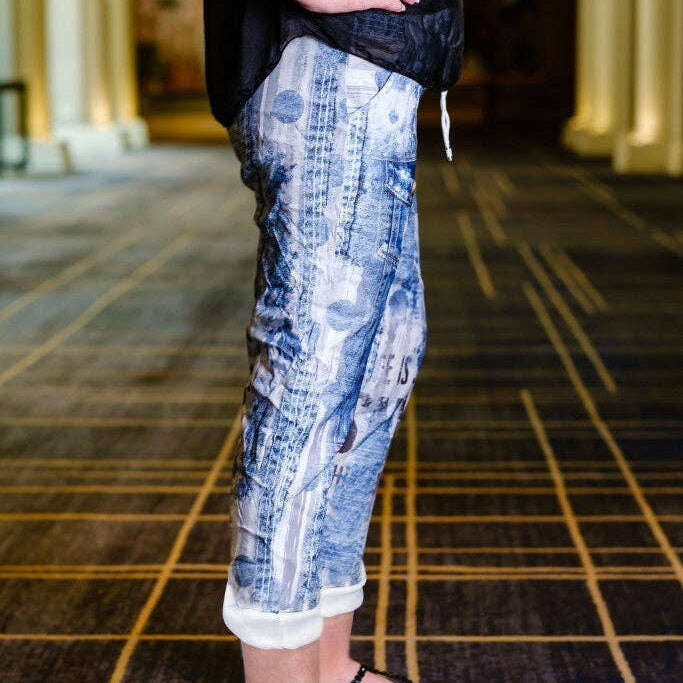 [TINA Stephens Italy/Tees By Tina - Saoirse Vintage Blue Featherweight Drawstring Pant (PL178V): 491 Vintage Blue], [], [TINA Stephens Italy/Tees By Tina], [Plum Bottom].