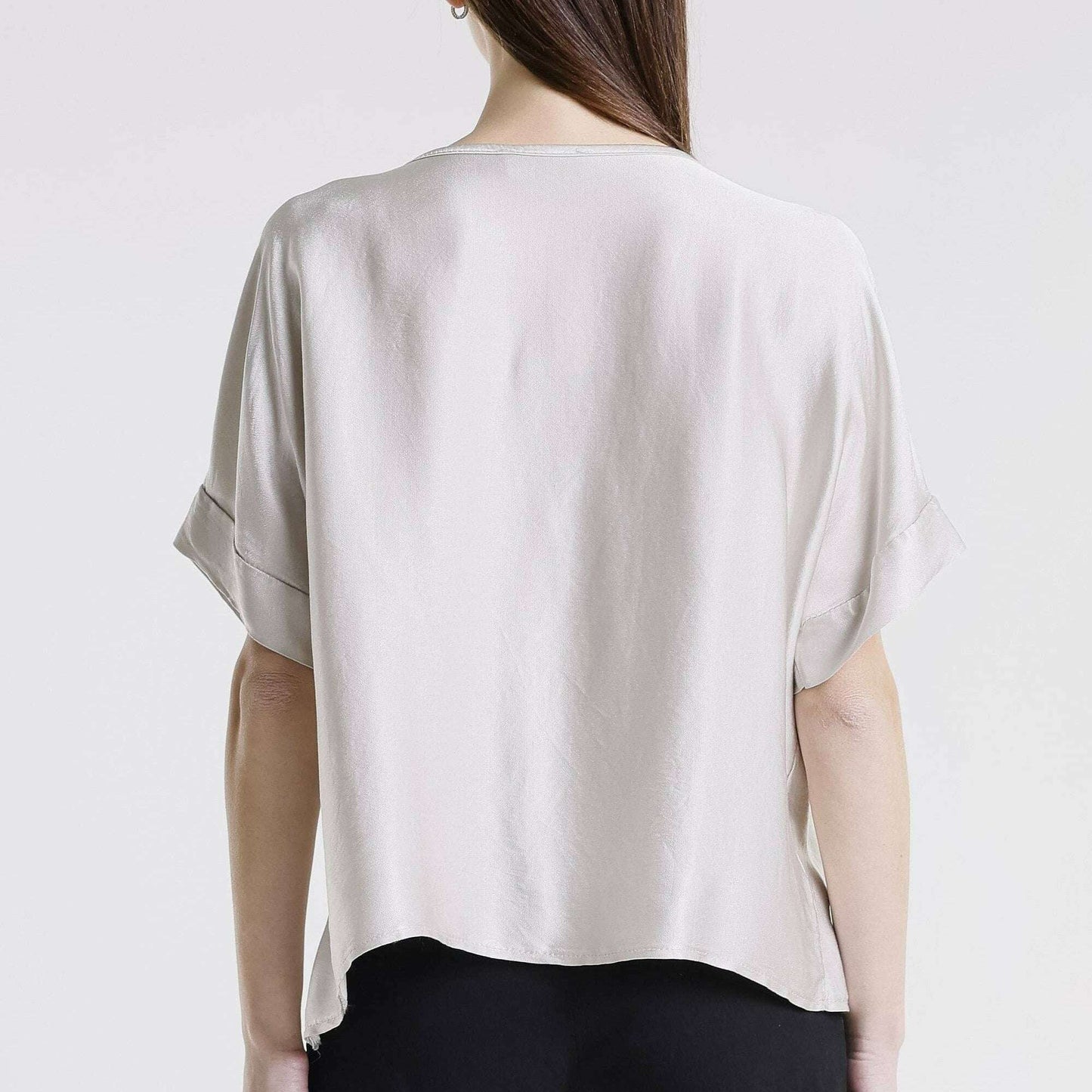 [TINA Stephens Italy/Tees By Tina - Venus Viscose Sheen Top (BSS235): 233 Champagne / One Size], [], [TINA Stephens Italy/Tees By Tina], [Plum Bottom].