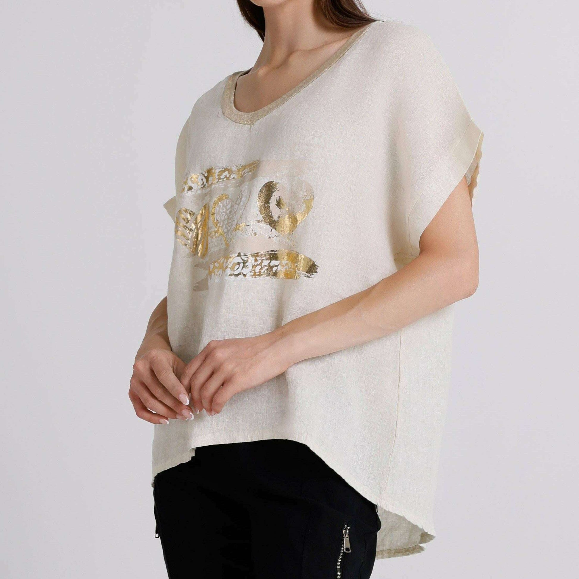 [TINA Stephens Italy/Tees By Tina - Zola Heart Linen T-Shirt (BSS916L): 250 Beige / One Size], [], [TINA Stephens Italy/Tees By Tina], [Plum Bottom].