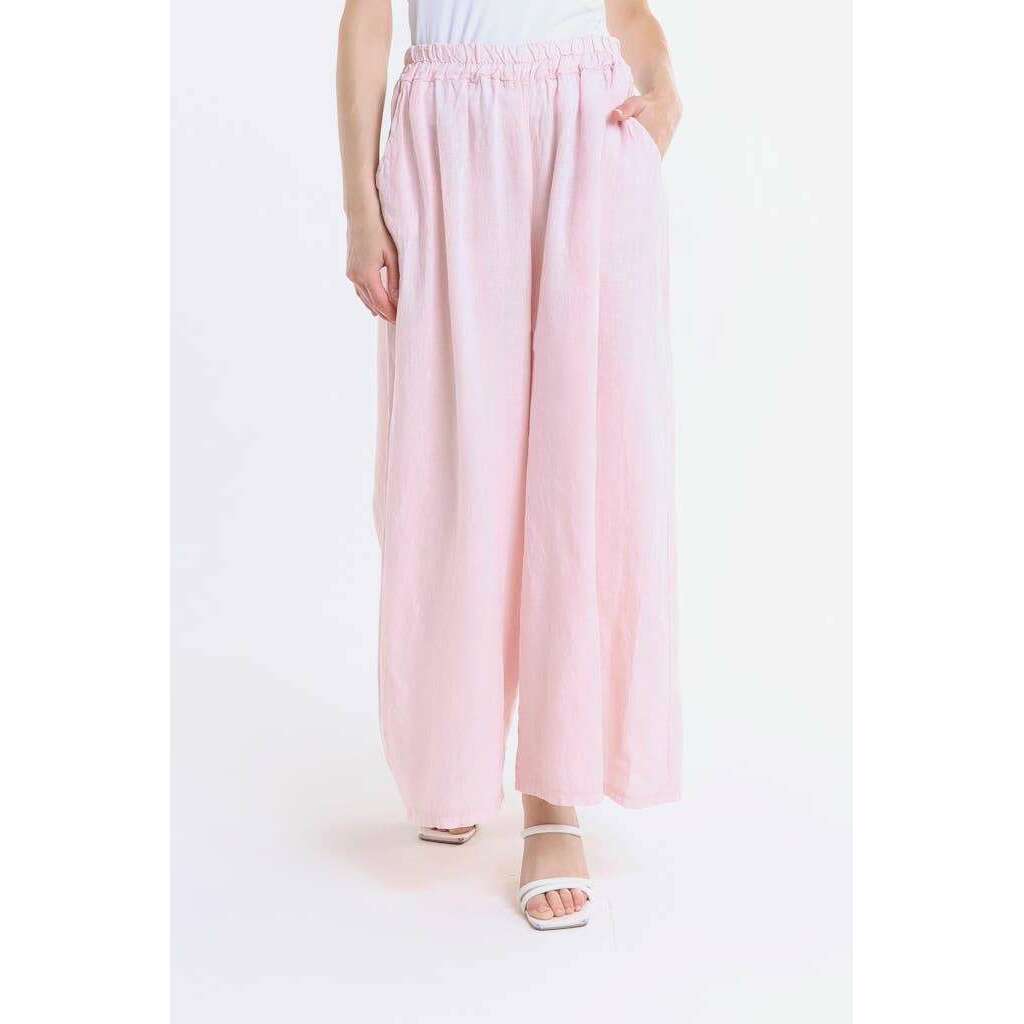 [TINA Stephens Italy/Tees By Tina - Angelena Linen Wide Leg Pant (PL187): 681 Blush], [], [TINA Stephens Italy/Tees By Tina], [Plum Bottom].
