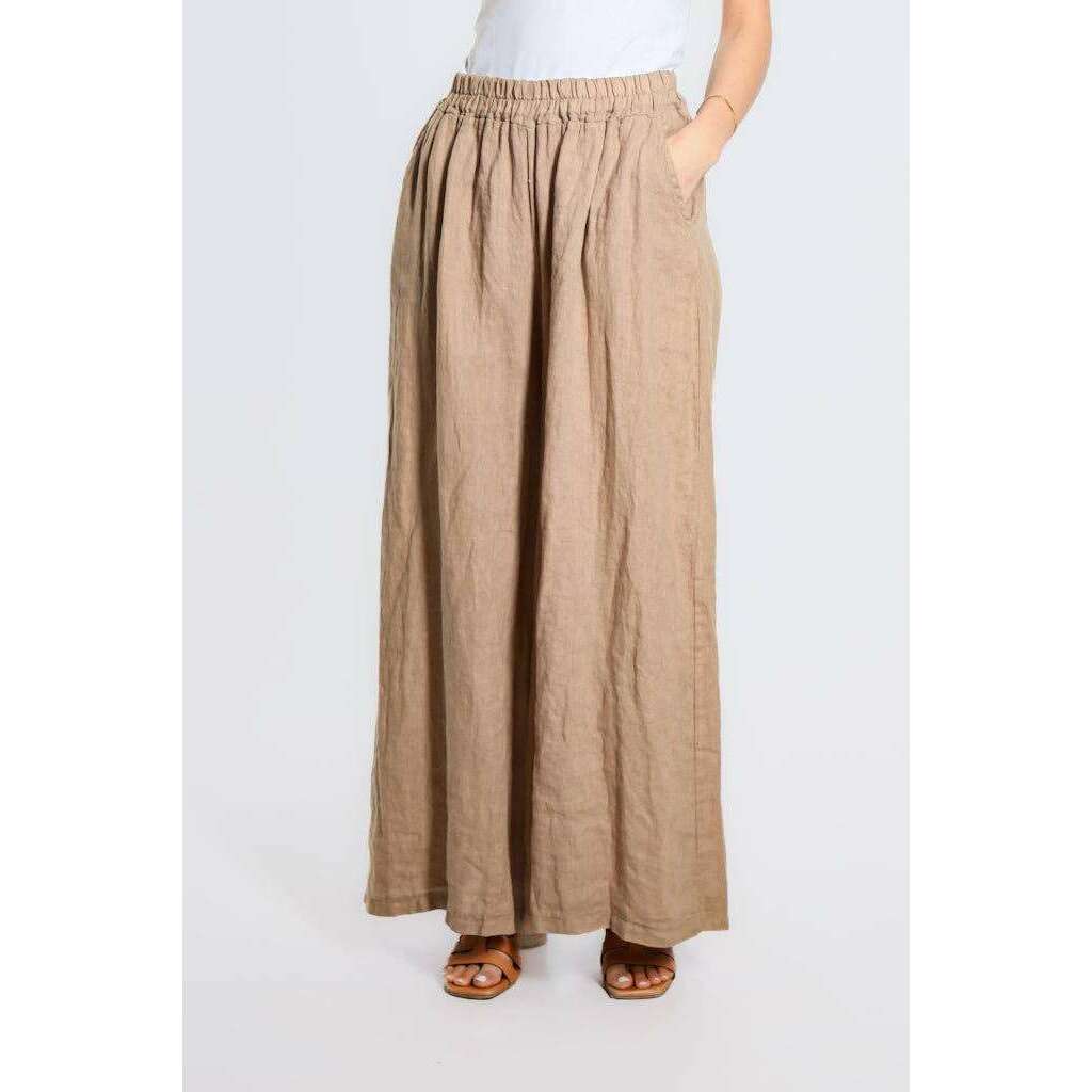 [TINA Stephens Italy/Tees By Tina - Angelena Linen Wide Leg Pant (PL187): 681 Blush], [], [TINA Stephens Italy/Tees By Tina], [Plum Bottom].