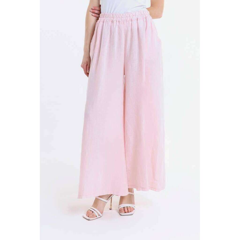 [TINA Stephens Italy/Tees By Tina - Angelena Linen Wide Leg Pant (PL187): 681 Blush], [], [TINA Stephens Italy/Tees By Tina], [Plum Bottom].