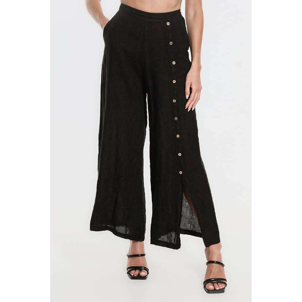 [TINA Stephens Italy/Tees By Tina - Gracelynn Button Linen Pant (PL135): 210 Taupe], [], [TINA Stephens Italy/Tees By Tina], [Plum Bottom].