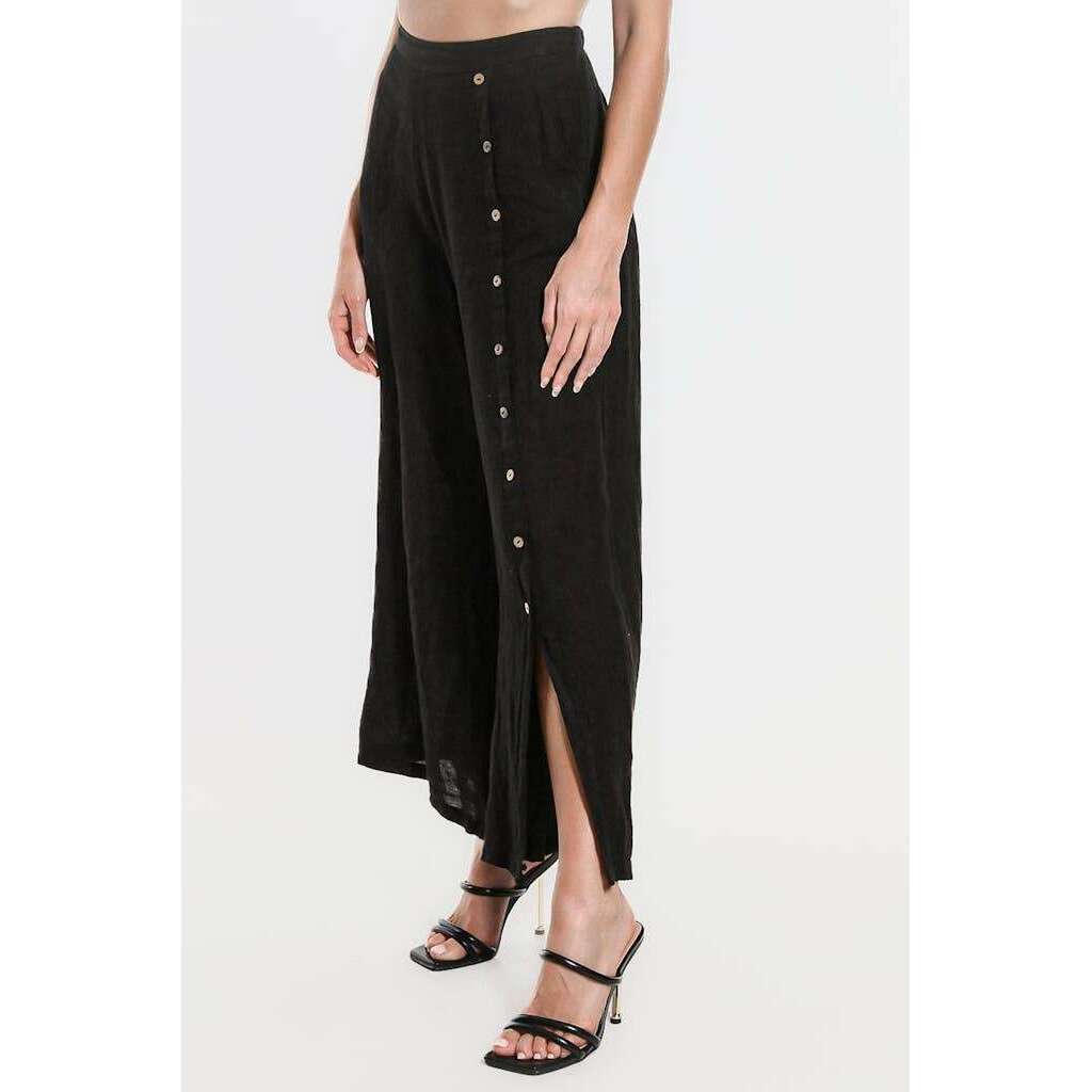 [TINA Stephens Italy/Tees By Tina - Gracelynn Button Linen Pant (PL135): 210 Taupe], [], [TINA Stephens Italy/Tees By Tina], [Plum Bottom].