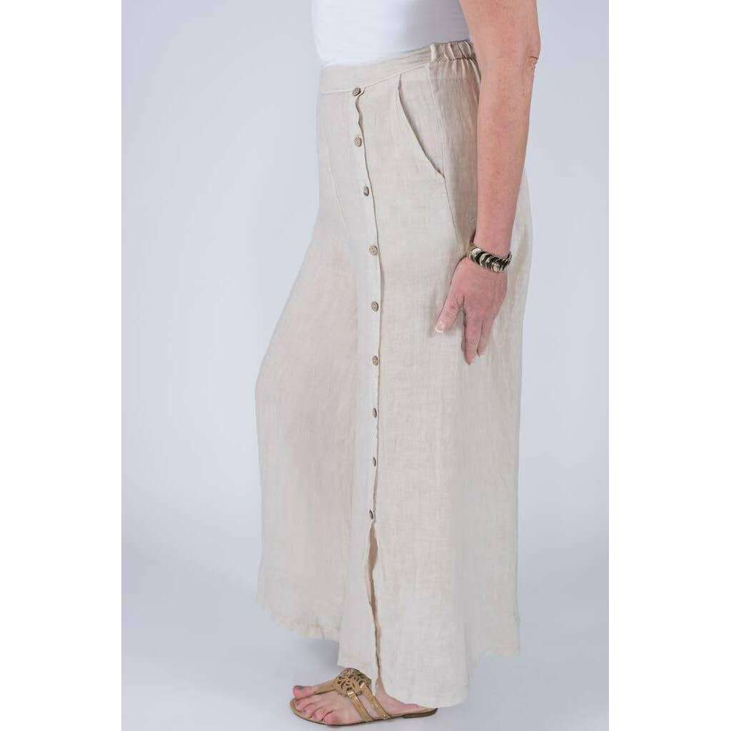 [TINA Stephens Italy/Tees By Tina - Gracelynn Button Linen Pant (PL135): 210 Taupe], [], [TINA Stephens Italy/Tees By Tina], [Plum Bottom].