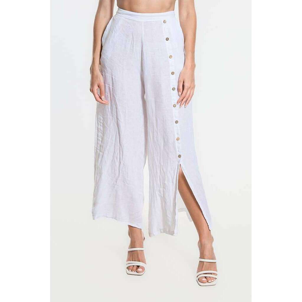 [TINA Stephens Italy/Tees By Tina - Gracelynn Button Linen Pant (PL135): 210 Taupe], [], [TINA Stephens Italy/Tees By Tina], [Plum Bottom].