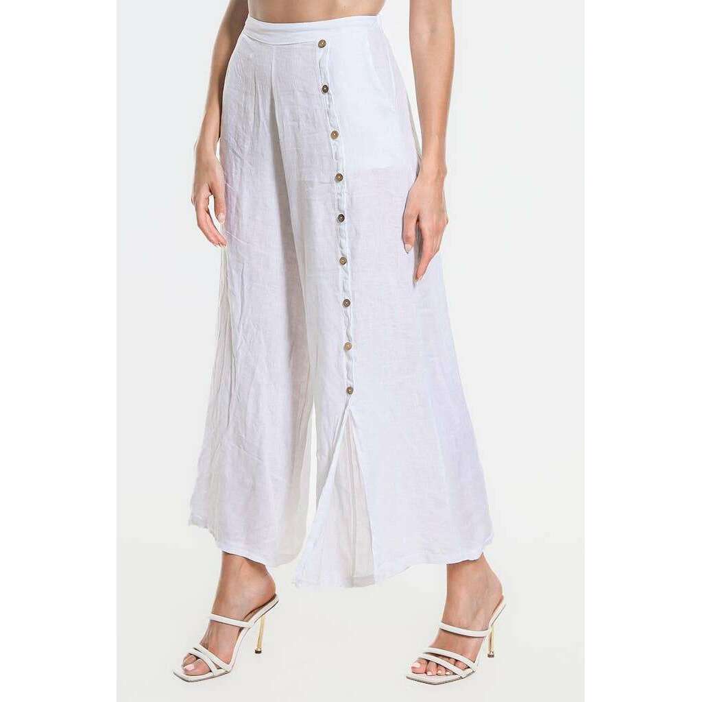[TINA Stephens Italy/Tees By Tina - Gracelynn Button Linen Pant (PL135): 210 Taupe], [], [TINA Stephens Italy/Tees By Tina], [Plum Bottom].