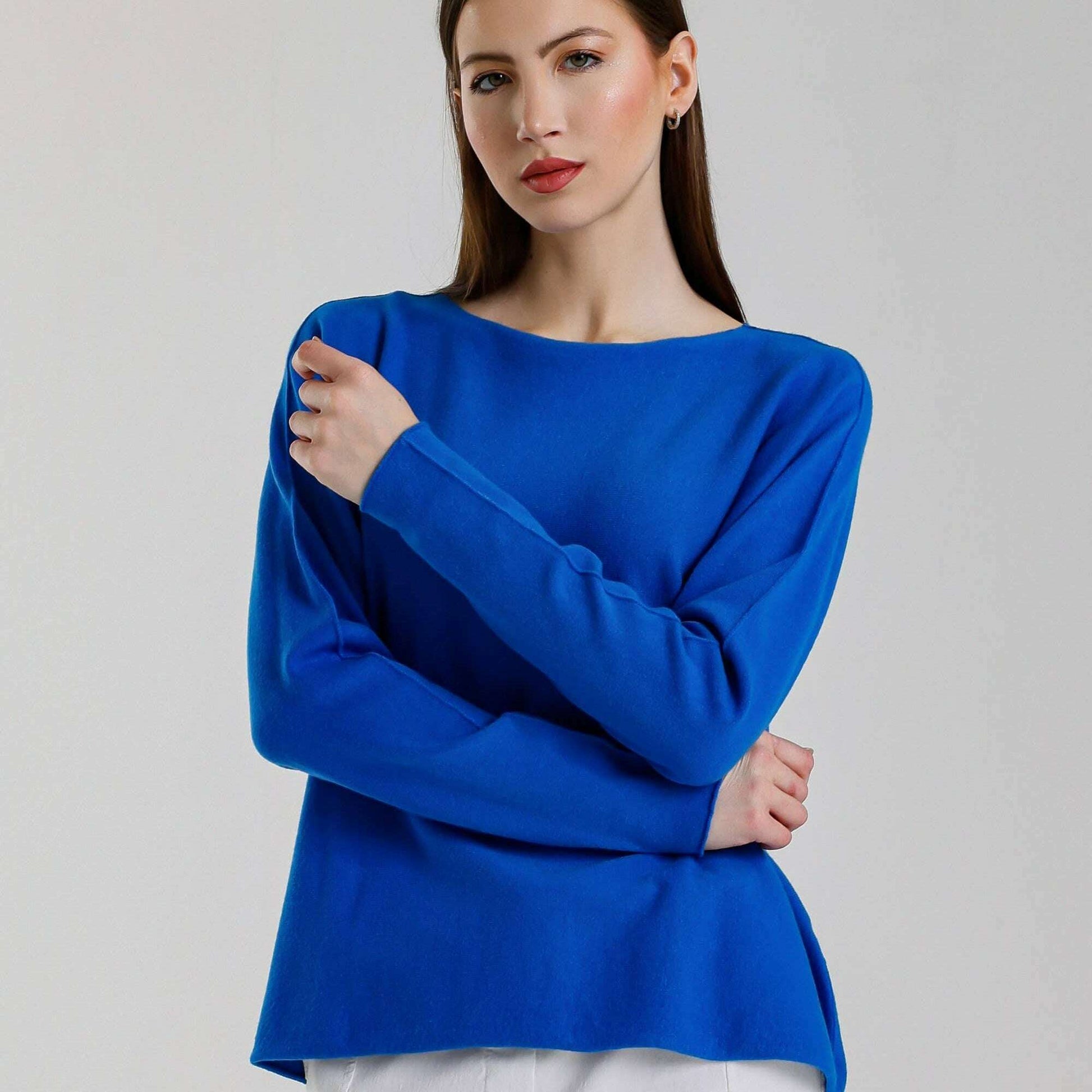 TINA Stephens Italy/Tees By Tina - Laurin Seriously Soft Jewel Neck Sweater Cobalt, Sweaters, TINA Stephens Italy/Tees By Tina, Plum Bottom
