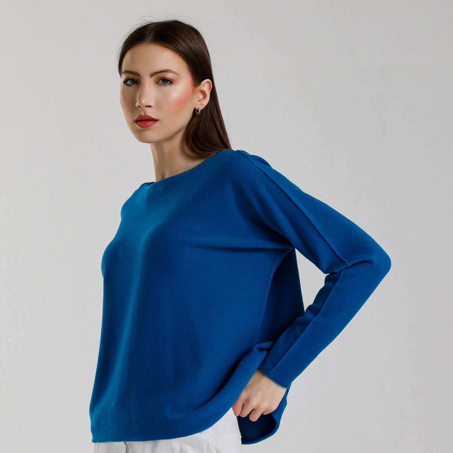 TINA Stephens Italy/Tees By Tina - Laurin Seriously Soft Jewel Neck Sweater Cobalt, Sweaters, TINA Stephens Italy/Tees By Tina, Plum Bottom