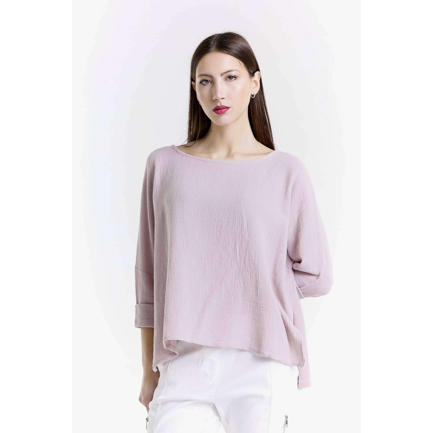[TINA Stephens Italy/Tees By Tina - Noa Long Sleeve Raglan Top (BLS116): 100 White], [], [TINA Stephens Italy/Tees By Tina], [Plum Bottom].