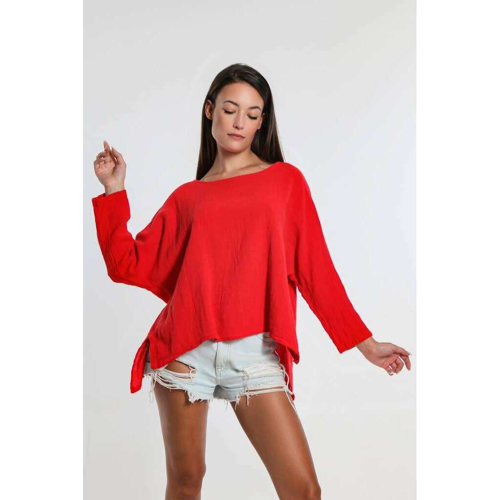 [TINA Stephens Italy/Tees By Tina - Noa Long Sleeve Raglan Top (BLS116): 100 White], [], [TINA Stephens Italy/Tees By Tina], [Plum Bottom].