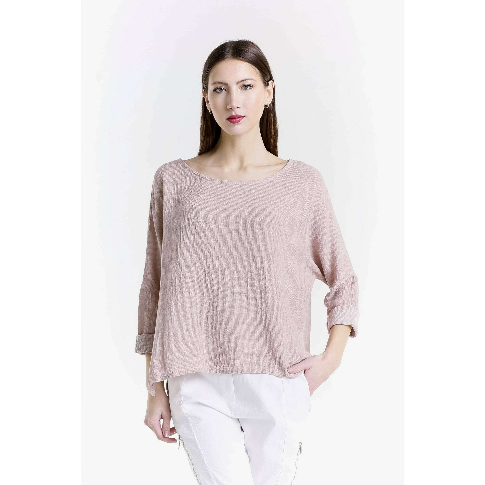 [TINA Stephens Italy/Tees By Tina - Noa Long Sleeve Raglan Top (BLS116): 100 White], [], [TINA Stephens Italy/Tees By Tina], [Plum Bottom].