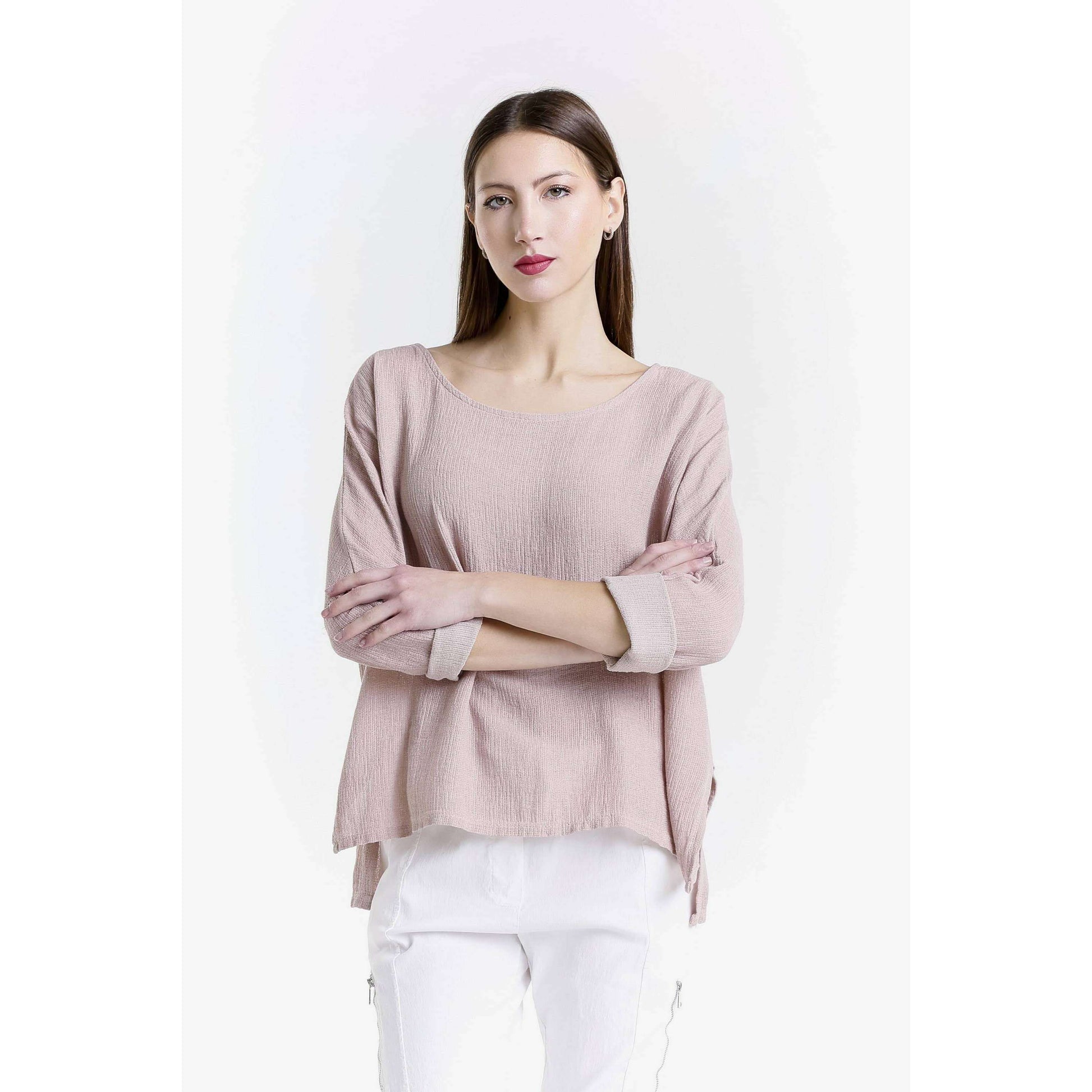 [TINA Stephens Italy/Tees By Tina - Noa Long Sleeve Raglan Top (BLS116): 100 White], [], [TINA Stephens Italy/Tees By Tina], [Plum Bottom].