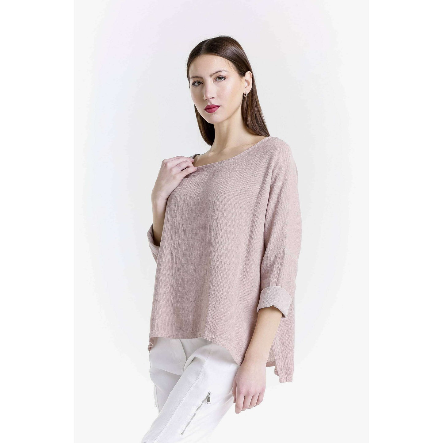 [TINA Stephens Italy/Tees By Tina - Noa Long Sleeve Raglan Top (BLS116): 100 White], [], [TINA Stephens Italy/Tees By Tina], [Plum Bottom].