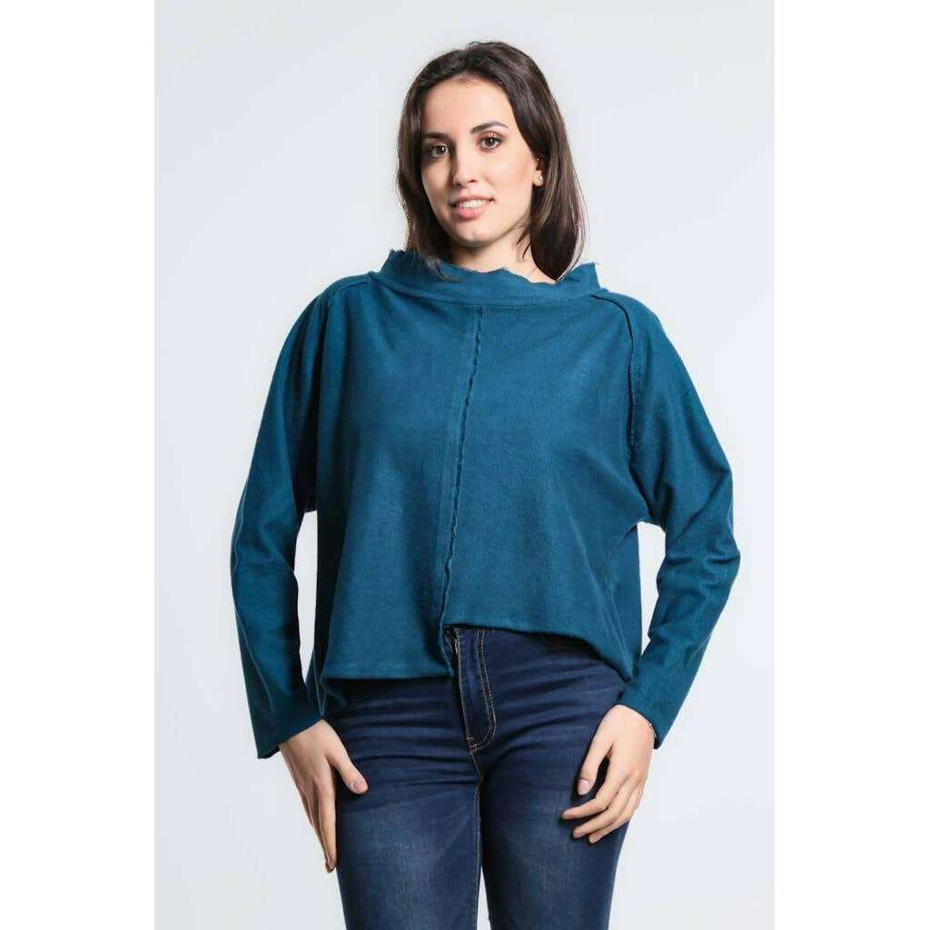 TINA Stephens Italy/Tees By Tina - Whitney French Terry Seam Top Teal, Tops, TINA Stephens Italy/Tees By Tina, Plum Bottom