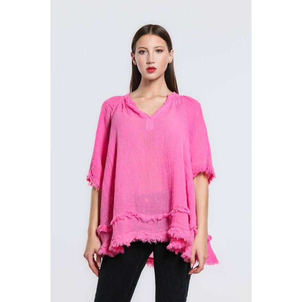 [TINA Stephens Italy/Tees By Tina - Zariah Crinkle Linen Raw Edge Top (BB104): 100 White], [], [TINA Stephens Italy/Tees By Tina], [Plum Bottom].