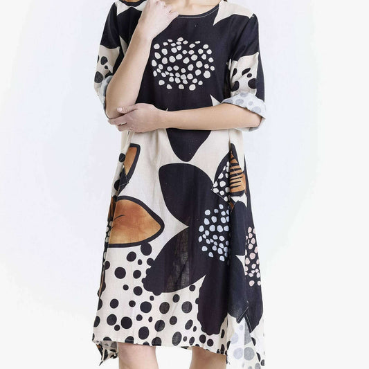 TINA Stephens Italy/Tees By Tina April Large Flower Pocket Dress Black/Brown, Dresses, TINA Stephens Italy/Tees By Tina, Plum Bottom