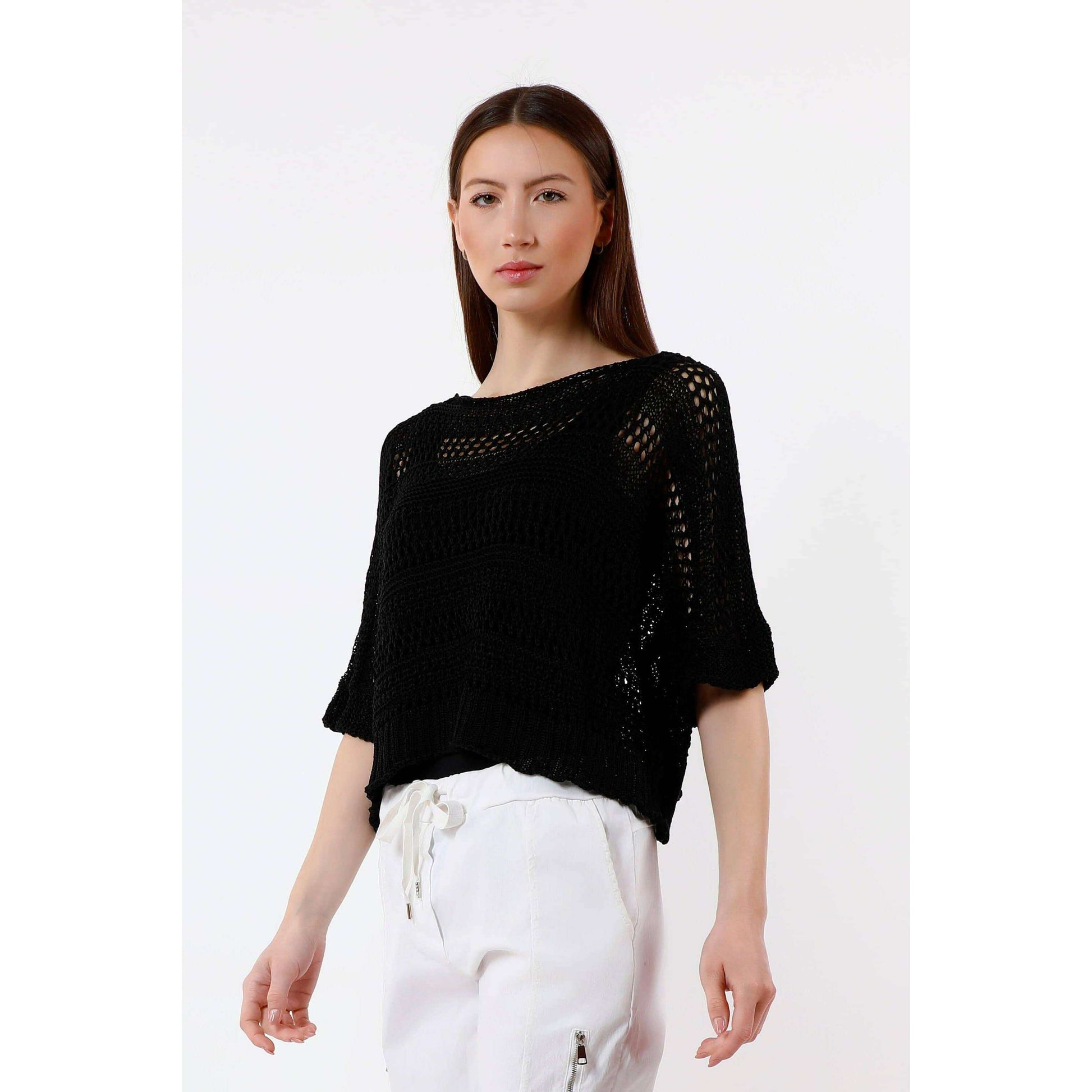 TINA Stephens Italy/Tees By Tina Divya Short Sleeve Cropped Open Knit Topper Navy, Tops, TINA Stephens Italy/Tees By Tina, Plum Bottom
