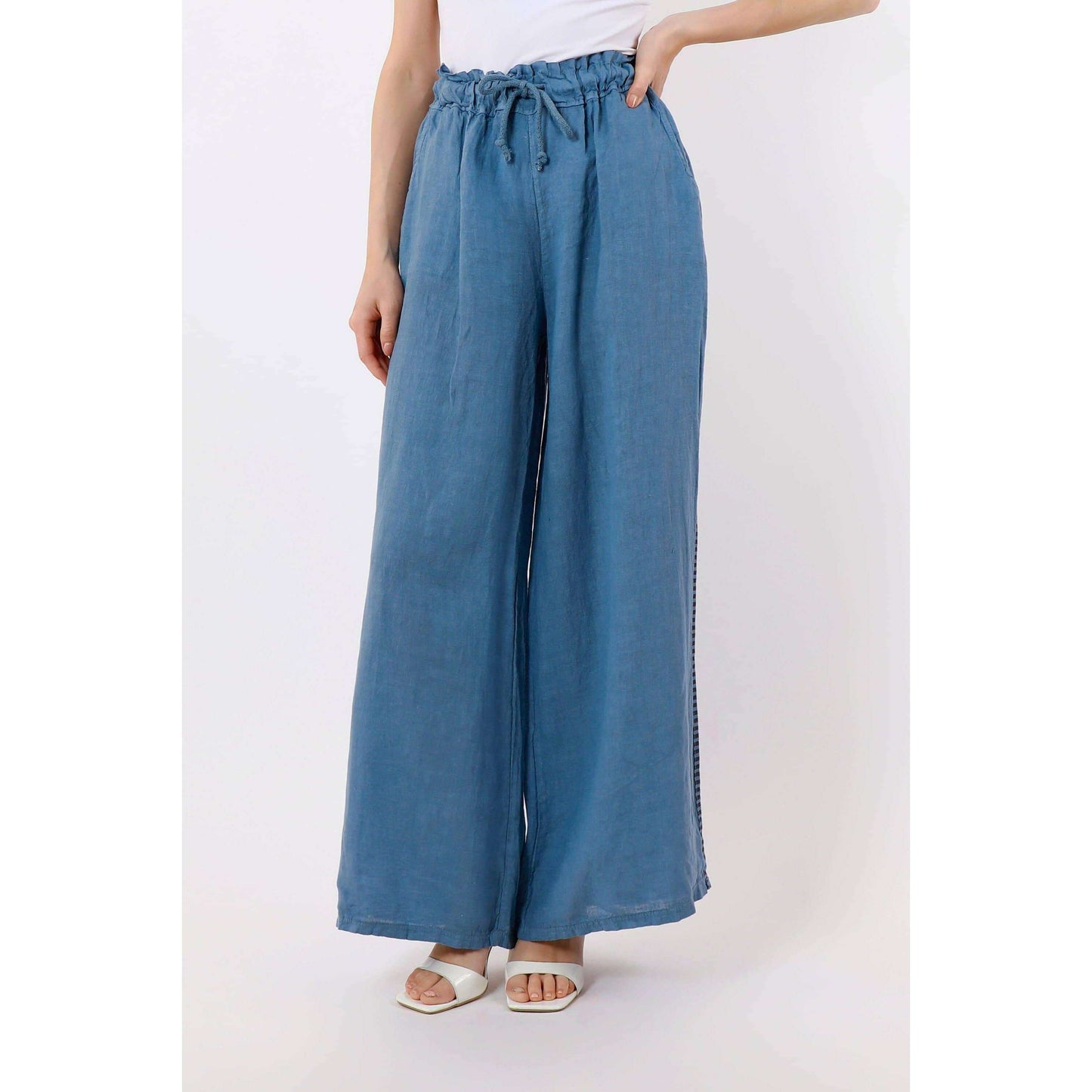 TINA Stephens Italy/Tees By Tina Harlowe Stripe Trim Linen Pant Jeans, Pants, TINA Stephens Italy/Tees By Tina, Plum Bottom