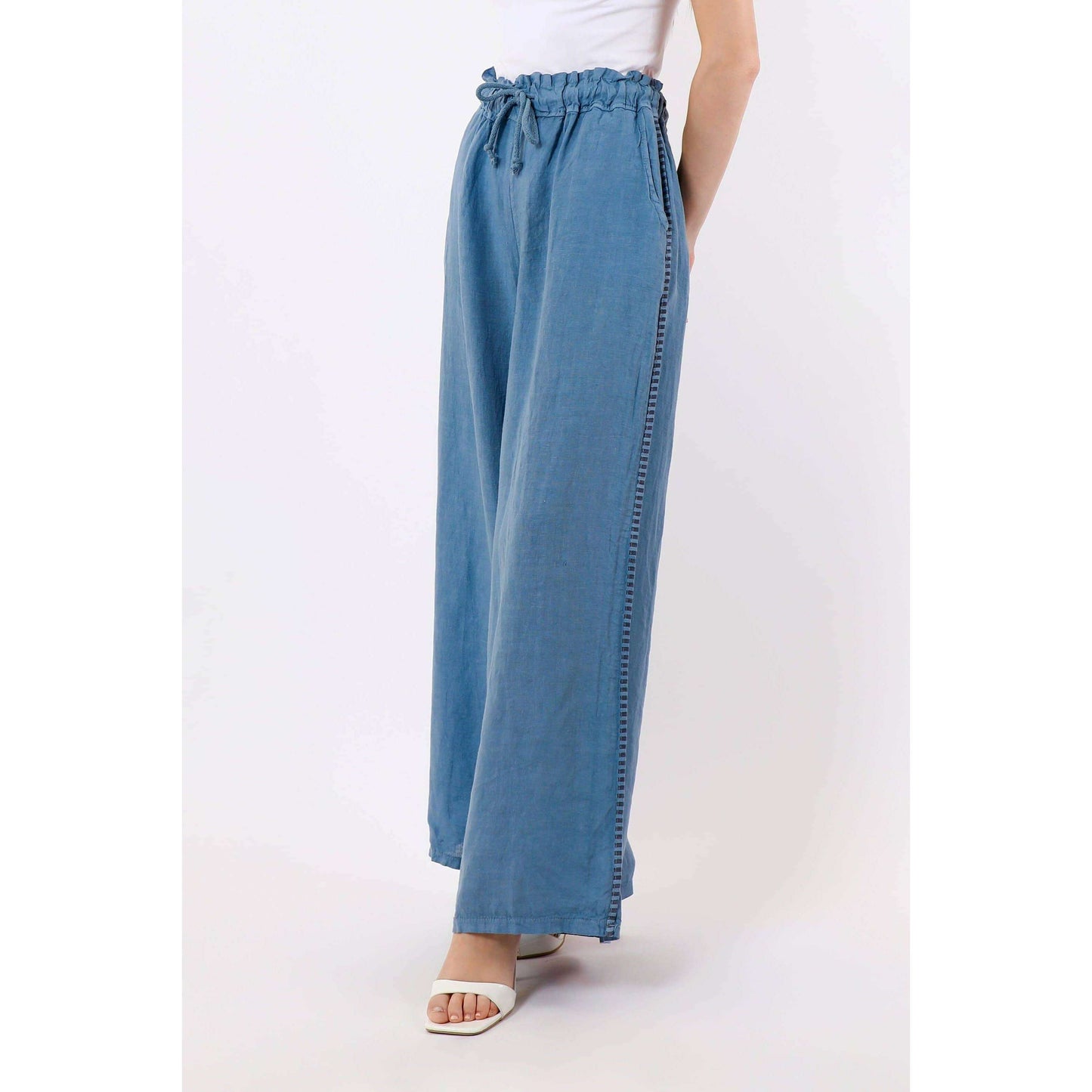 TINA Stephens Italy/Tees By Tina Harlowe Stripe Trim Linen Pant Jeans, Pants, TINA Stephens Italy/Tees By Tina, Plum Bottom