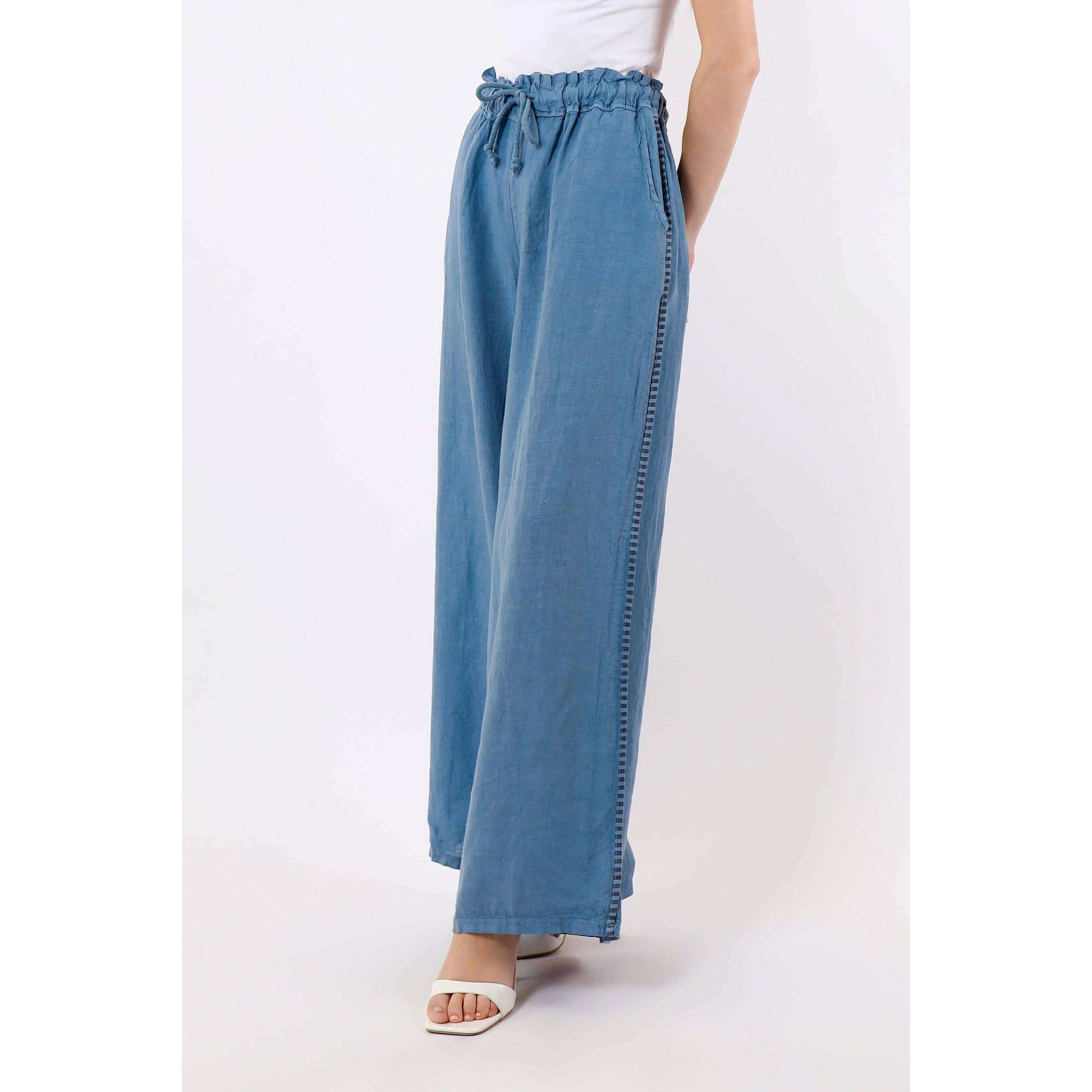 TINA Stephens Italy/Tees By Tina Harlowe Stripe Trim Linen Pant Jeans, Pants, TINA Stephens Italy/Tees By Tina, Plum Bottom